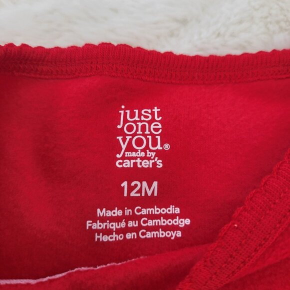 Carter's Just One You Christmas Pajamas Baby 12 Months  Red Pink Fleece... - Picture 4 of 6